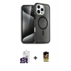 MARSİLYAN™- iPhone 16 Pro Max Kılıf Nova Asil Prime - Siyah Buffer Cam Ekran Koruyucu + Gümüş Bilvis Titan Kamera Lens