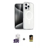 MARSİLYAN™- iPhone 16 Pro Max Kılıf Nova Asil Prime - Siyah Buffer Cam Ekran Koruyucu + Gümüş Bilvis Titan Kamera Lens