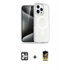 MARSİLYAN™- iPhone 16 Pro Max Kılıf Nova Asil Prime - Siyah Buffer Cam Ekran Koruyucu + Gümüş PVD Metal Kamera Lens