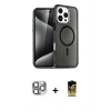 MARSİLYAN™- iPhone 16 Pro Max Kılıf Nova Asil Prime - Siyah Buffer Cam Ekran Koruyucu + Pers Alüminyum Kamera Lens - GI