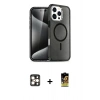 MARSİLYAN™- iPhone 16 Pro Max Kılıf Nova Asil Prime - Siyah Buffer Cam Ekran Koruyucu + PVD Metal Kamera Lens - GD