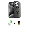 MARSİLYAN™- iPhone 16 Pro Max Kılıf Nova Asil Prime - Siyah Buffer Cam Ekran Koruyucu + Raze Metal Kamera Lens - BZ