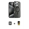 MARSİLYAN™- iPhone 16 Pro Max Kılıf Nova Asil Prime - Siyah Buffer Cam Ekran Koruyucu + PVD Metal Kamera Lens - SH