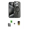 MARSİLYAN™- iPhone 16 Pro Max Kılıf Nova Asil Prime - Siyah Buffer Cam Ekran Koruyucu + Raze Metal Kamera Lens - SH