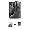 MARSİLYAN™- iPhone 16 Pro Max Kılıf Nova Asil Prime - Siyah Buffer Hayalet Cam Ekran Koruyucu + Bilvis Titan Kamera Lens - GS