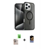 MARSİLYAN™- iPhone 16 Pro Max Kılıf Nova Asil Prime - Siyah Buffer Hayalet Cam Ekran Koruyucu + Raze Metal Kamera Lens - NLGY