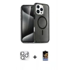 MARSİLYAN™- iPhone 16 Pro Max Kılıf Nova Asil Prime - Siyah Buffer Hayalet Cam Ekran Koruyucu + Pers Alüminyum Kamera Lens - GS