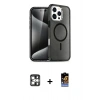 MARSİLYAN™- iPhone 16 Pro Max Kılıf Nova Asil Prime - Siyah Buffer Hayalet Cam Ekran Koruyucu + PVD Metal Kamera Lens - GS