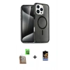 MARSİLYAN™- iPhone 16 Pro Max Kılıf Nova Asil Prime - Siyah Buffer Hayalet Cam Ekran Koruyucu + Raze Metal Kamera Lens - CLTM