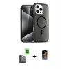 MARSİLYAN™- iPhone 16 Pro Max Kılıf Nova Asil Prime - Siyah Buffer Hayalet Cam Ekran Koruyucu + Raze Metal Kamera Lens - SH