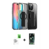 MARSİLYAN™- iPhone 16 Pro Max Kılıf Nova Işık Koleksiyonu - Siyah 360 Mat Full Body Arka Koruyucu + Beyaz Raze Metal Kamera Lens