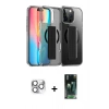 MARSİLYAN™- iPhone 16 Pro Max Kılıf Nova Işık Koleksiyonu - Siyah 360 Mat Full Body Arka Koruyucu + Pers Alüminyum Kamera Lens - GS