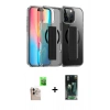 MARSİLYAN™- iPhone 16 Pro Max Kılıf Nova Işık Koleksiyonu - Siyah 360 Mat Full Body Arka Koruyucu + Raze Metal Kamera Lens - NLGY