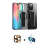 MARSİLYAN™- iPhone 16 Pro Max Kılıf Nova Işık Koleksiyonu - Siyah 3D Antistatik Cam Ekran Koruyucu + Pers Alüminyum Kamera Lens - CLTM