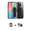 MARSİLYAN™- iPhone 16 Pro Max Kılıf Nova Işık Koleksiyonu - Siyah 3D Antistatik Cam Ekran Koruyucu + PVD Metal Kamera Lens - GS