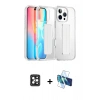 MARSİLYAN™- iPhone 16 Pro Max Kılıf Nova Işık Koleksiyonu - Siyah 3D Antistatik Cam Ekran Koruyucu + PVD Metal Kamera Lens - SH