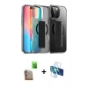 MARSİLYAN™- iPhone 16 Pro Max Kılıf Nova Işık Koleksiyonu - Siyah 3D Antistatik Cam Ekran Koruyucu + Raze Metal Kamera Lens - CLTM