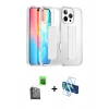 MARSİLYAN™- iPhone 16 Pro Max Kılıf Nova Işık Koleksiyonu - Siyah 3D Antistatik Cam Ekran Koruyucu + Raze Metal Kamera Lens - SH