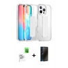 MARSİLYAN™- iPhone 16 Pro Max Kılıf Nova Işık Koleksiyonu - Siyah 3D Antistatik Hayalet Cam Ekran Koruyucu + Raze Metal Kamera Lens - BZ