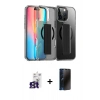 MARSİLYAN™- iPhone 16 Pro Max Kılıf Nova Işık Koleksiyonu - Siyah 3D Antistatik Hayalet Cam Ekran Koruyucu + Bilvis Titan Kamera Lens - TMGI