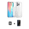 MARSİLYAN™- iPhone 16 Pro Max Kılıf Nova Işık Koleksiyonu - Siyah 3D Antistatik Hayalet Cam Ekran Koruyucu + PVD Metal Kamera Lens - SH