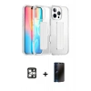 MARSİLYAN™- iPhone 16 Pro Max Kılıf Nova Işık Koleksiyonu - Siyah 3D Antistatik Hayalet Cam Ekran Koruyucu + PVD Metal Kamera Lens - GS