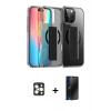 MARSİLYAN™- iPhone 16 Pro Max Kılıf Nova Işık Koleksiyonu - Siyah 3D Antistatik Hayalet Cam Ekran Koruyucu + PVD Metal Kamera Lens - GD