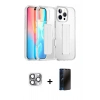 MARSİLYAN™- iPhone 16 Pro Max Kılıf Nova Işık Koleksiyonu - Siyah 3D Antistatik Hayalet Cam Ekran Koruyucu + Pers Alüminyum Kamera Lens - GI