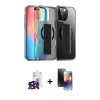MARSİLYAN™- iPhone 16 Pro Max Kılıf Nova Işık Koleksiyonu - Siyah 3D Antistatik Mat Seramik Nano Ekran Koruyucu + Bilvis Titan Kamera Lens - SH