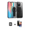 MARSİLYAN™- iPhone 16 Pro Max Kılıf Nova Işık Koleksiyonu - Siyah 3D Antistatik Mat Seramik Nano Ekran Koruyucu + PVD Metal Kamera Lens - SH