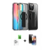 MARSİLYAN™- iPhone 16 Pro Max Kılıf Nova Işık Koleksiyonu - Siyah 3D Antistatik Mat Seramik Nano Ekran Koruyucu + Raze Metal Kamera Lens - BZ