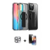 MARSİLYAN™- iPhone 16 Pro Max Kılıf Nova Işık Koleksiyonu - Siyah 3D Antistatik Mat Seramik Nano Ekran Koruyucu + Gri Pers Alüminyum Kamera Lens