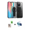 MARSİLYAN™- iPhone 16 Pro Max Kılıf Nova Işık Koleksiyonu - Siyah 3D Antistatik Seramik Nano Ekran Koruyucu + Raze Metal Kamera Lens - NLGY