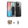 MARSİLYAN™- iPhone 16 Pro Max Kılıf Nova Işık Koleksiyonu - Siyah Bilvis 3D Cam Ekran Koruyucu + Pers Alüminyum Kamera Lens - CLTM