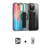 MARSİLYAN™- iPhone 16 Pro Max Kılıf Nova Işık Koleksiyonu - Siyah Bilvis 3D Cam Ekran Koruyucu + PVD Metal Kamera Lens - GD