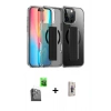 MARSİLYAN™- iPhone 16 Pro Max Kılıf Nova Işık Koleksiyonu - Siyah Bilvis 3D Cam Ekran Koruyucu + Raze Metal Kamera Lens - SH