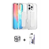 MARSİLYAN™- iPhone 16 Pro Max Kılıf Nova Işık Koleksiyonu - Siyah Bilvis 3X AR Hayalet Cam Ekran Koruyucu + Pers Alüminyum Kamera Lens - GI