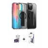 MARSİLYAN™- iPhone 16 Pro Max Kılıf Nova Işık Koleksiyonu - Siyah Bilvis 3X AR Hayalet Cam Ekran Koruyucu + Bilvis Titan Kamera Lens - TMGI