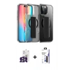 MARSİLYAN™- iPhone 16 Pro Max Kılıf Nova Işık Koleksiyonu - Siyah Bilvis 3X AR Hayalet Cam Ekran Koruyucu + Bilvis Titan Kamera Lens - GS