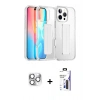 MARSİLYAN™- iPhone 16 Pro Max Kılıf Nova Işık Koleksiyonu - Siyah Bilvis 3X AR Hayalet Cam Ekran Koruyucu + Pers Alüminyum Kamera Lens - GS