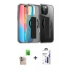 MARSİLYAN™- iPhone 16 Pro Max Kılıf Nova Işık Koleksiyonu - Siyah Bilvis 3X AR Hayalet Cam Ekran Koruyucu + Raze Metal Kamera Lens - NLGY