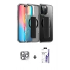 MARSİLYAN™- iPhone 16 Pro Max Kılıf Nova Işık Koleksiyonu - Siyah Bilvis 3X AR HD Cam Ekran Koruyucu + Pers Alüminyum Kamera Lens - GI