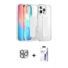MARSİLYAN™- iPhone 16 Pro Max Kılıf Nova Işık Koleksiyonu - Siyah Bilvis 3X AR HD Cam Ekran Koruyucu + Pers Alüminyum Kamera Lens - GI