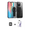 MARSİLYAN™- iPhone 16 Pro Max Kılıf Nova Işık Koleksiyonu - Siyah Bilvis 3X AR HD Cam Ekran Koruyucu + PVD Metal Kamera Lens - SH