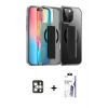 MARSİLYAN™- iPhone 16 Pro Max Kılıf Nova Işık Koleksiyonu - Siyah Bilvis 3X AR HD Cam Ekran Koruyucu + PVD Metal Kamera Lens - GS