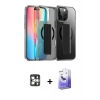 MARSİLYAN™- iPhone 16 Pro Max Kılıf Nova Işık Koleksiyonu - Siyah Bilvis 5in1 5D Magic Hayalet Cam Ekran Koruyucu + PVD Metal Kamera Lens - GS