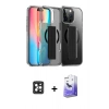 MARSİLYAN™- iPhone 16 Pro Max Kılıf Nova Işık Koleksiyonu - Siyah Bilvis 5in1 5D Magic Hayalet Cam Ekran Koruyucu + PVD Metal Kamera Lens - SH