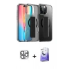 MARSİLYAN™- iPhone 16 Pro Max Kılıf Nova Işık Koleksiyonu - Siyah Bilvis 5in1 5D Magic Hayalet Cam Ekran Koruyucu + Pers Alüminyum Kamera Lens - GI