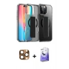 MARSİLYAN™- iPhone 16 Pro Max Kılıf Nova Işık Koleksiyonu - Siyah Bilvis 5in1 5D Magic Hayalet Cam Ekran Koruyucu + Pers Alüminyum Kamera Lens - CLTM