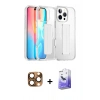 MARSİLYAN™- iPhone 16 Pro Max Kılıf Nova Işık Koleksiyonu - Siyah Bilvis 5in1 5D Magic Hayalet Cam Ekran Koruyucu + Pers Alüminyum Kamera Lens - CLTM